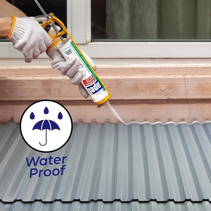 apel All Purpose Clear Silicone Sealant Waterproof (1 x 10.5 fl.oz.), 100% Silicone Caulk, Weatherproof & Flexible Adhesive Sealant for Indoor and Outdoor Use, Transparent - 1 Pack