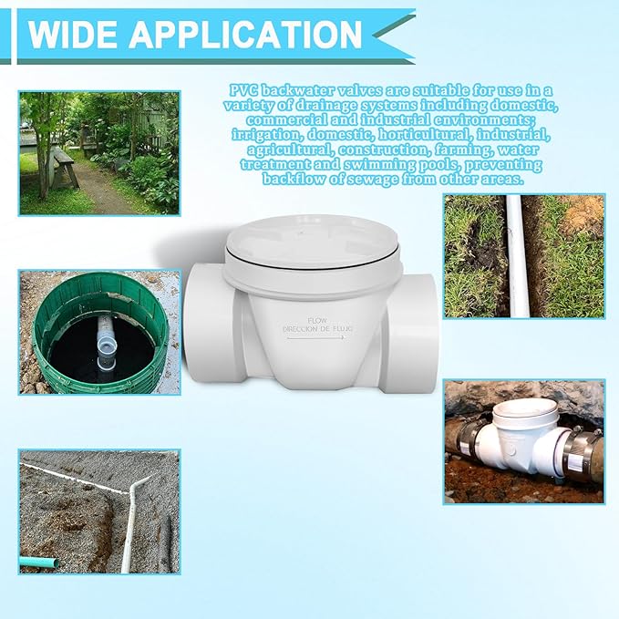 4" Backflow Preventer Vavle,4 Inch Backwater Check Valve, Drain Backflow Preventer Valve Prevents Sewage and Rainwater from Flowing Back