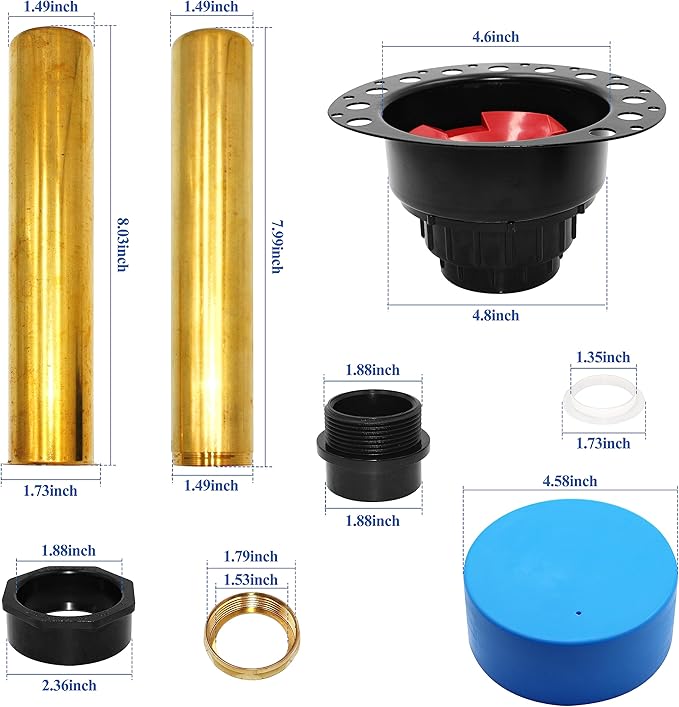 Freestanding Bathtub Rough-in Kit With Brass Tail Pipe and PVC Adapter Compatible with All Freestanding Bathtubs and Standard Bathtubs