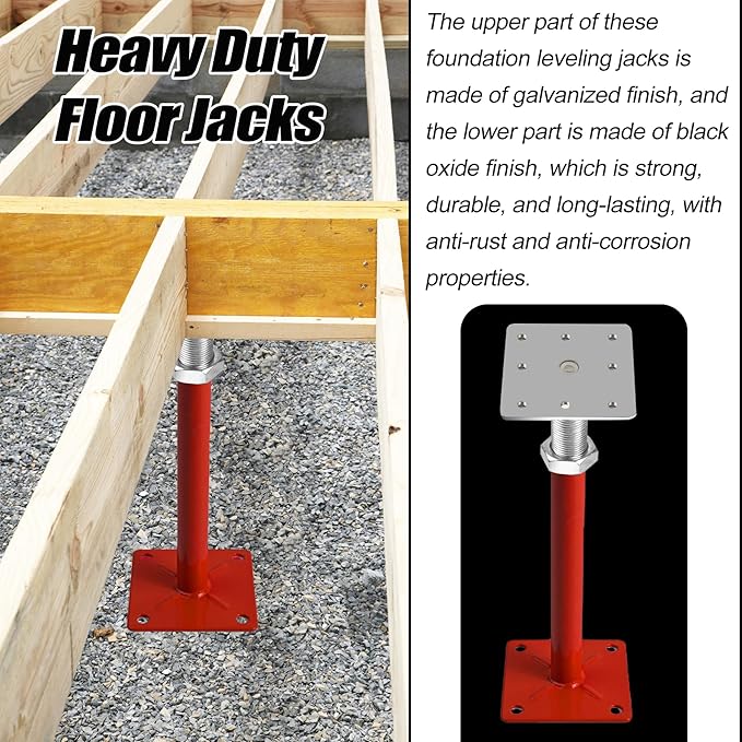 House Jacks for Lifting, 11"-16" Small Screw Jacks Floor Jack Stands, House Floor Jacks Post Pole for Leveling, Adjustable Floor Joist Support Jack for House Foundation Temporary Support
