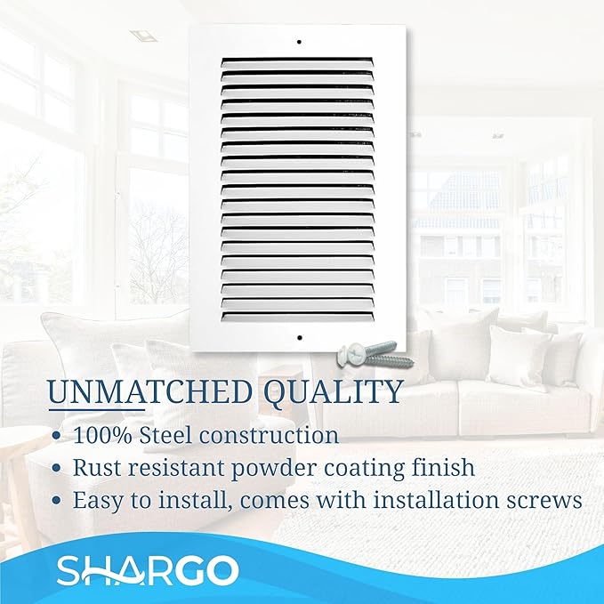 4 x 12 Inch Return Air Vent Cover, Solid Steel HVAC Grille for Wall or Ceiling, White Duct Opening, Durable Return Air Vent Cover, Airflow Ventilation Grille for Home or Office