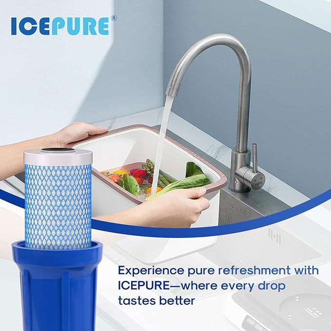 ICEPURE 20" x 4.5" Whole House Upgraded Activated Carbon Water Filter, 20 inch Lead Removal Water Filter Cartridge Replacement for FC25B, EPM-20BB, CB-BB-20, 155783-43, CTO20BB-CQB, 5 Micron, 2 PACK