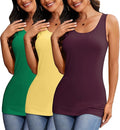 H HIAMIGOS Womens 3 Packs Long Tank Tops Stretchy Cotton Sleeveless Camisole Undershirts Layering Workout Yoga Camis