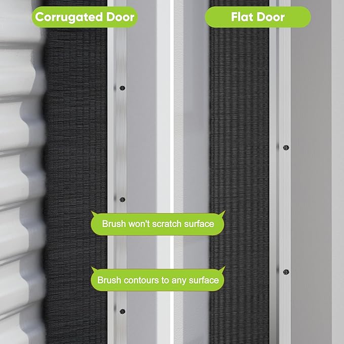USTAR Garage Door Seal Top and Sides Kit for 16x7 ft Door - Heavy Duty Aluminum Track & 2" Brush Weather Stripping, Commercial Roll Up Door Seal, Blocks Drafts & Dust