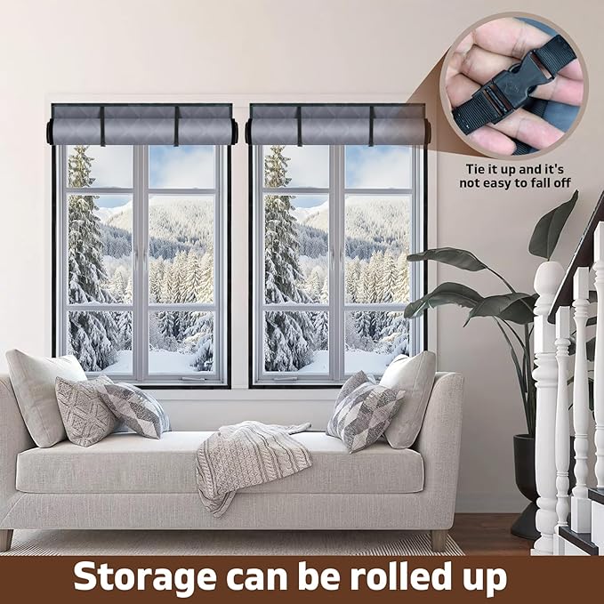 Window Insulation for Winter 3 Layer 63" x 47" Oxford Thermal Insulated Window Curtain Gray Window Insulation Kit Keeps Your Home Warm Insulated Window Cover Window Cover for Winter