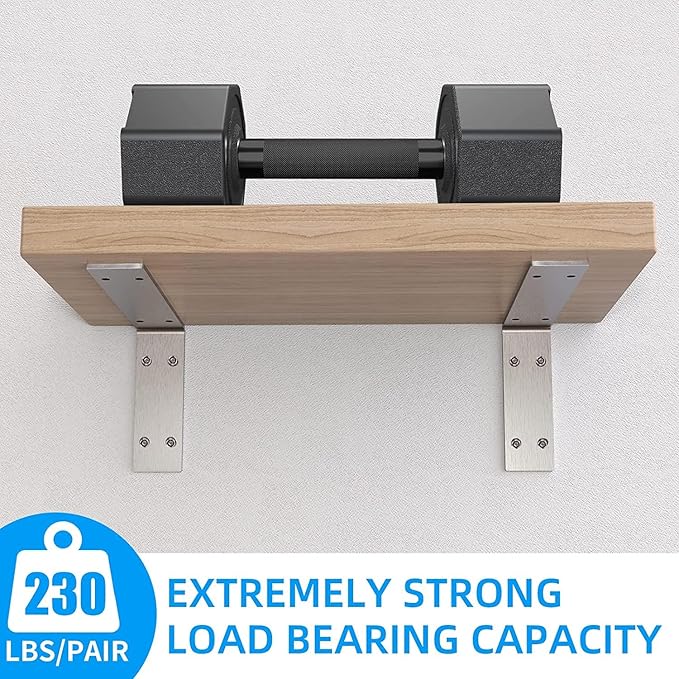 YUMORE Shelf Bracket Heavy Duty 6x4x2 in, 1/5IN Extra Thick Solid L Brackets Stainless Steel Countertop Bar Top Support Brackets Wall Mounted, Includes Hardware, 2 Pack