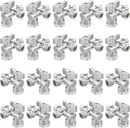 20-PCs HeSun Quarter-Turn Angle Stop Valve, 1/2" FIP x 3/8" OD Comp x 3/8" OD Comp, Dual Compression Outlet Shut Off Valve, PEX Chrome Plated Brass(VALVE209-20)