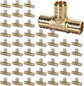 PEX Fittings 3/4 Inch, 50PCS Tee Lead-Free Brass Connectors for PEX B Pipe, NSF UPC Certified, ASTM F1807, Compatible with Crimp/Clamp Rings (Hot/Cold Water, Hydronic Heating)