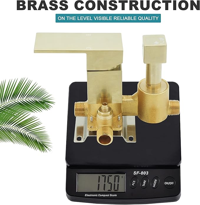 2 Way Outlet Shower Diverter Valve, Drettyer 2 Handle Shower Mixer Rough Brass Valve Kit Replacement in Brushed Gold