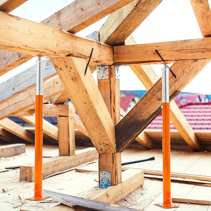 2 Pcs Adjustable Jack Post, 37"-61" Height Range, Basement Floor House Screw Jacks for Lifting Joist Beam Brace for Cellar Ceiling, Center Point Load Capacity 11023 Lbs, Orange