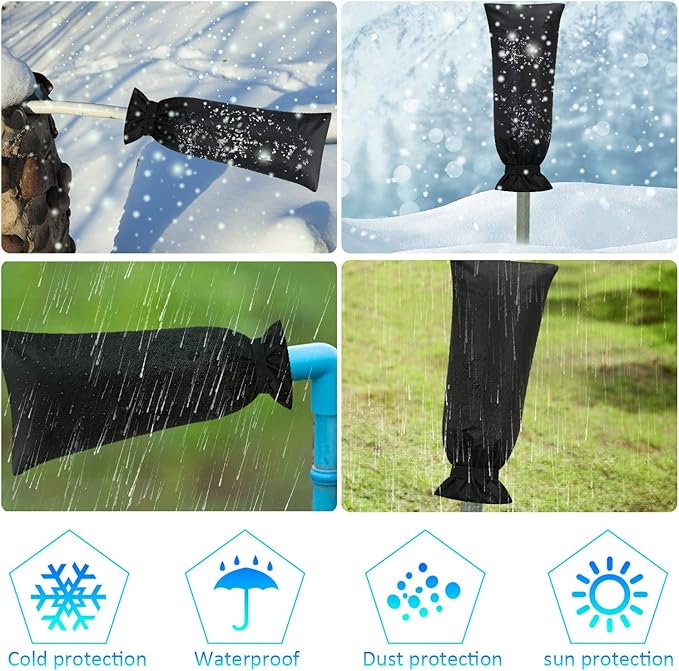 Frienda Outdoor Faucet Cover for Winter Freeze Protection 25'' x 10'' Winter Outside Large Backflow Preventer Insulation Spigot Hose Bib Cover for Garden Lawn Faucet Yard Hydrant(Black,2)