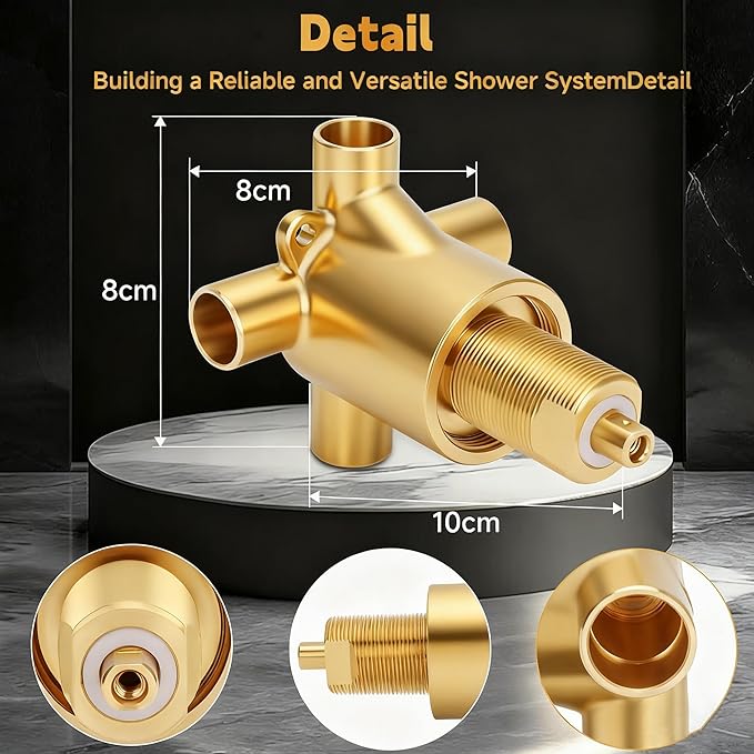 3 Way Shower Diverter Valve Replace for Moen 3360, 3360 Shower Diverter Valve for Bath, Standard 1/2" CC Connection, Brass Construction, 4 Inlet Design, Hot/Cold Water Inlets, Tub/Shower Outlet