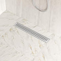Neodrain 18" Brushed Linear Shower Drain Shower Linear Drain, Removable Capsule Pattern Grate, Bathroom 304 Stainless Steel Rectangle Shower Floor Drains- CUPC Certified