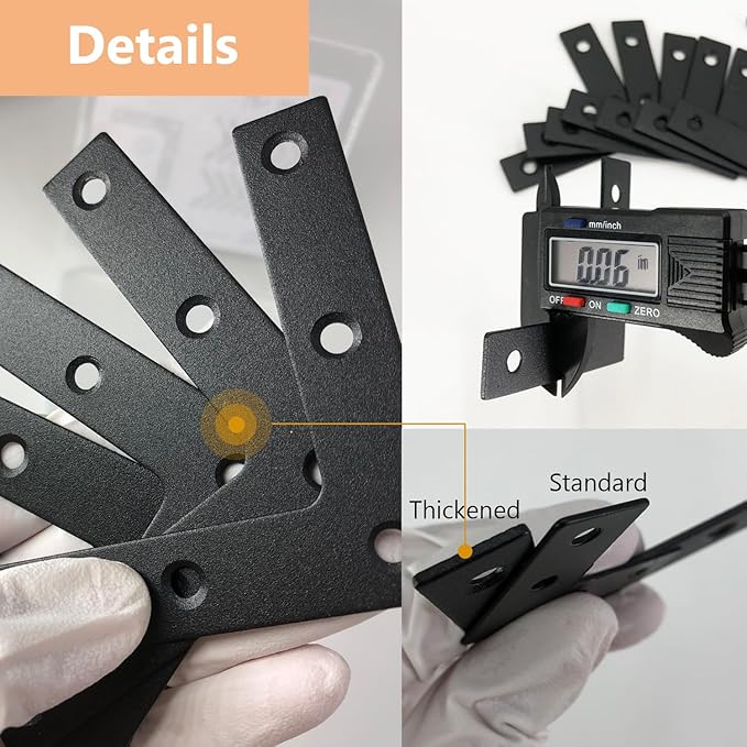 QSJ 12 Pcs L Flat Straight Brackets Corner Bracket Set 3.15'' Bracket Brace Mending Plate Stainless Steel for Wood