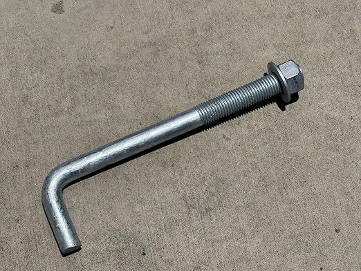 Sandbaggy 1" x 12" Threaded Concrete Anchor L-Bolts (Nuts & Washers Included) - Hot Dipped Galvanized - Sill Plate, Base Plate, Masonry, Wood, Cement Anchors, J Bolt (30, 1" x 12")