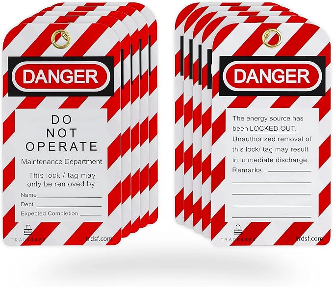 TRADESAFE Lockout Tagout Tags - 10 Danger Do Not Operate Tags with 10 Zip Ties, Premium 32 mil Vinyl, OSHA Compliant Loto Tags for Lock Out Tag Out, Out of Service, Electrical Equipment Repair