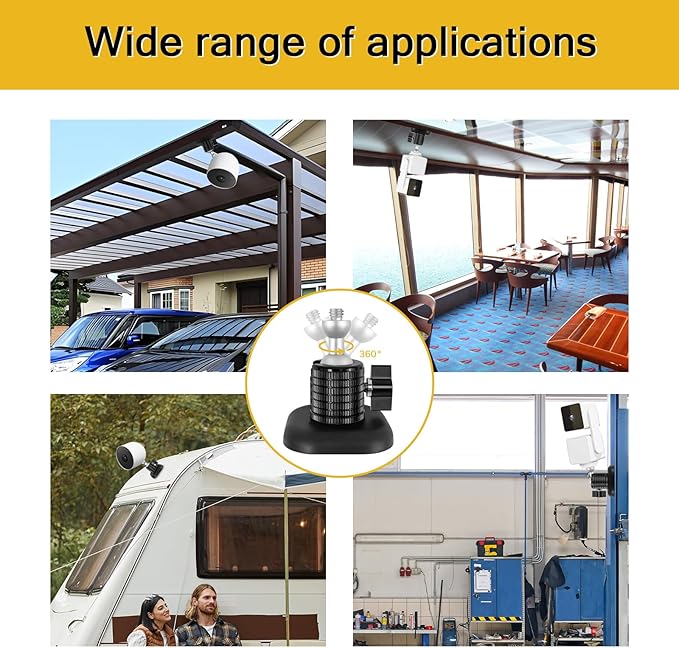 Powerful Magnetic Secured Camera Mount with 1/4" Thread fits for WYZE Cam 3,Blink XT2/3,360° Adjustment Camera Stand Base Attach to Smooth Metal Surface, Ideal for Cruise,RV,Carport Garage Security