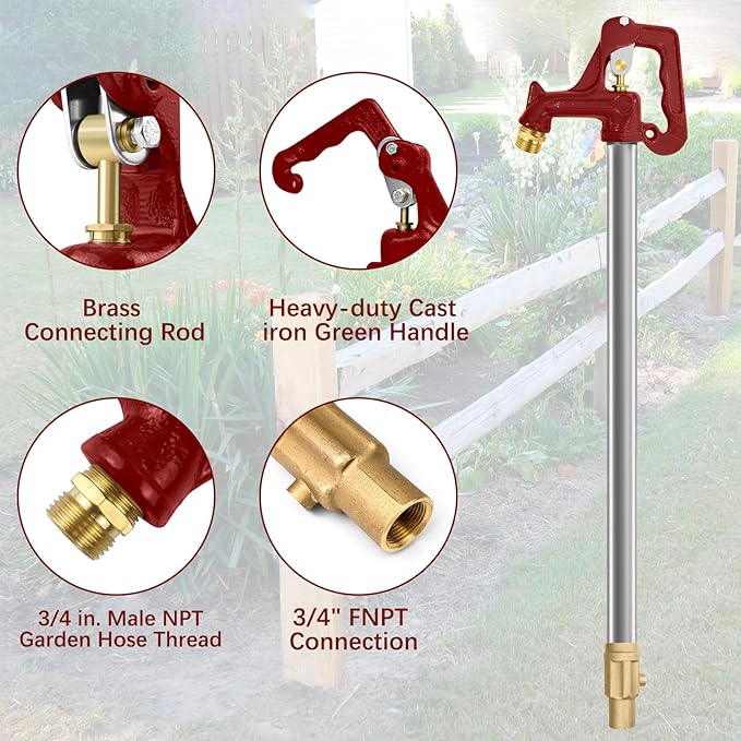 Frost Proof Yard Hydrant Frost Free Outdoor Faucet Freeze Proof Hydrant for Yard Garden Farm Pasture Irrigation,3/4" Water Faucet Pipe Connection,3.25ft Total Length 1' Bury Depth No Lead