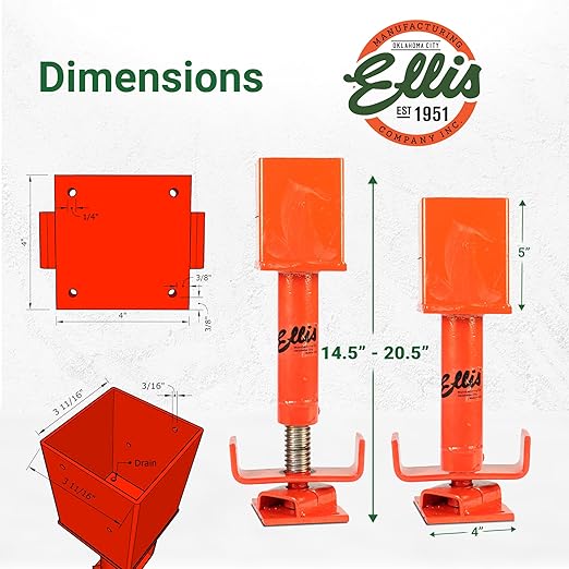 Ellis Manufacturing Co. Shore Holder, 3/16" Steel Cup for Attaching Shores to 2x4 or 2x6 Joists, Secure with Duplex Nails, 2x4 Cup Type