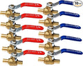 1/2" Pex Brass Ball Valve - Shut Off Valve for Water Hose - Crimping Tool - Hot Cold Fittings (Pack of 10)