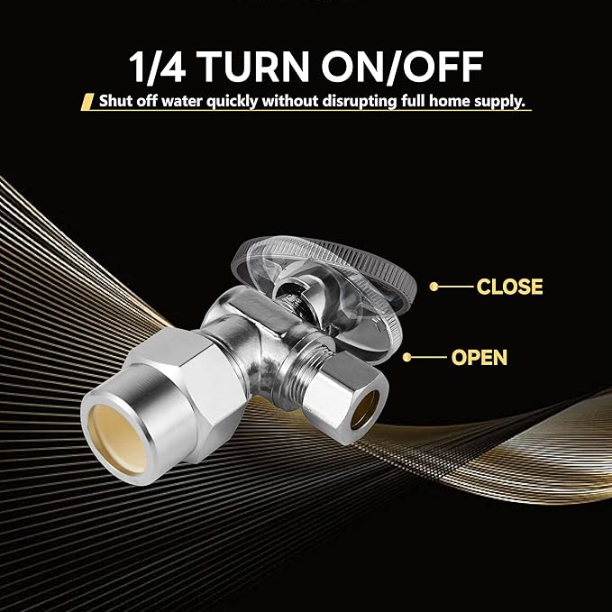 20-Pack Foskan CPVC Angle Stop Valve,1/4 Turn Shut off Valve 1/2" CPVC x 3/8" OD,Chrome Plated Brass