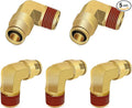 Siptenk 1/2" Elbow DOT Brass Push to Connect Air Line Fittings 5 PCS, 1/2" OD Tube x 3/8" NPT Thread Air Brake Line Quick Connect Fittings for Truck Trailers Industry Air System