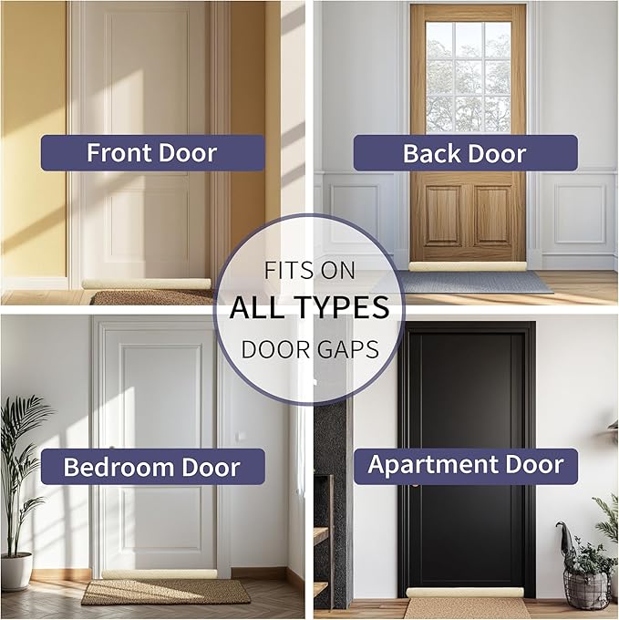 Ciieyuo® Door Draft Stopper – Premium Velour Under Door Gap Filler & Noise Blocker | Insert-Design Draft Stopper for Bottom of Door (30"-36") | Blocks Cold, Noise, Dust – Easy Install, No Adhesive
