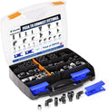 TAILONZ PNEUMATIC 1/4"3/8"1/2"1/8" Black Push to Connect Fittings Air Hose Fittings,Threaded Connection Kits, Suitable for Nylon Tube PU Tube Air Tube and Other Connection Kits（Pack of 58）
