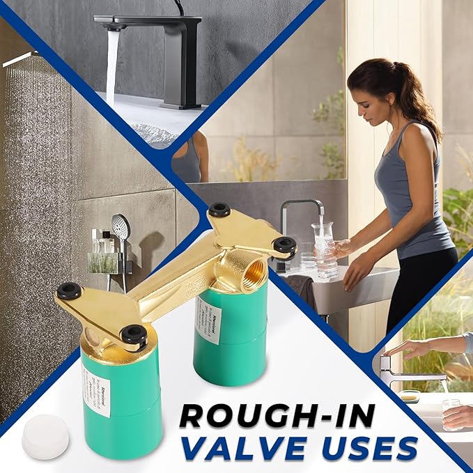 13622181 Rough-In Valve for Hansgrohe Two-Hole Wall-Mounted Faucets AXOR Starck, Citterio, Talis, Metris, PuraVida, Solid Brass Concealed Valve Replacement for Bathroom & Shower Systems