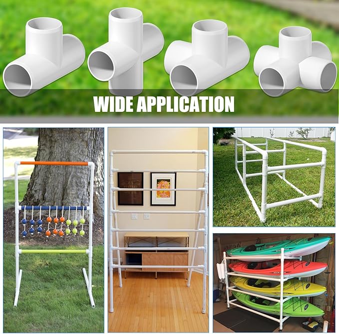 20PCS 4-Way PVC Fittings, 1/2Inch PVC Pipe Fittings for SCH40 PVC Pipe, Heavy Duty PVC Furniture Grade Fitting Connectors for Water Supplies Build PVC Furniture DIY Garden Shelf Greenhouse