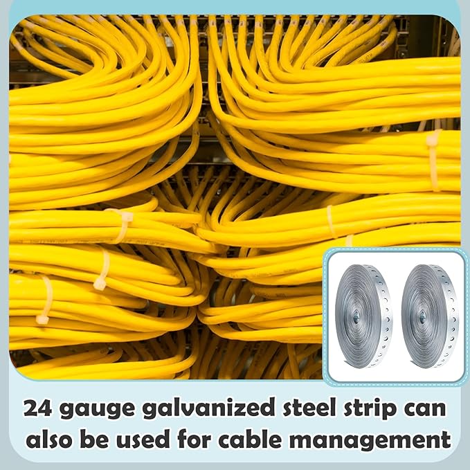 Gisafai 4 Rolls Galvanized Metal Pipe Strap 3/4 Inch x 100ft 24 Gauge Bendable Plumbers Pipe Hanger Strapping with Holes for Supports Flexible Trimming