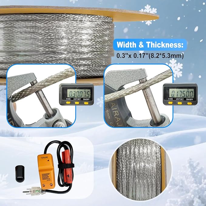 100' HTM Braid Self Regulating Heating Cable Mobile Home Heat Tape Water Pipes Freeze Protection & Freeze Free Connector Kit - Plug and End Seal *1