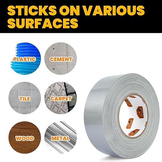 TAPEBEAR Silver Duct Tape Heavy Duty Waterproof 1.88" x 35 Yards, 16.5mil Thick Strong Tape, UV Resistant, All-Weather, No Residue, Super Strength for Industrial Use Indoor Outdoor Repairs