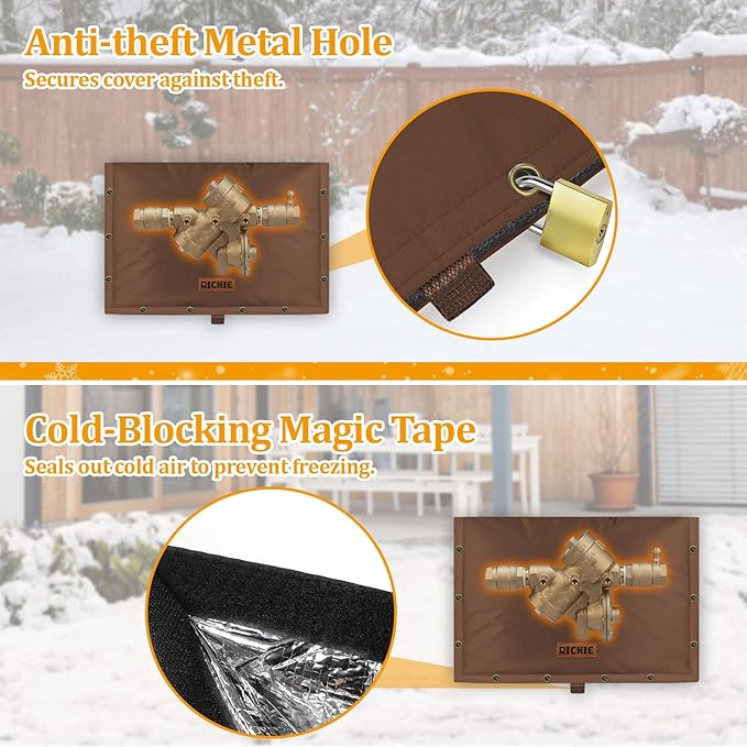 Backflow Preventer Insulated Cover (5°F) for Winter Freeze Protection, 21"W x 16"H Thickened Pressure Reducing Value & Well Pump Cover, Outdoor Waterproof Insulation Pouch for Sprinkler Valve, Brown