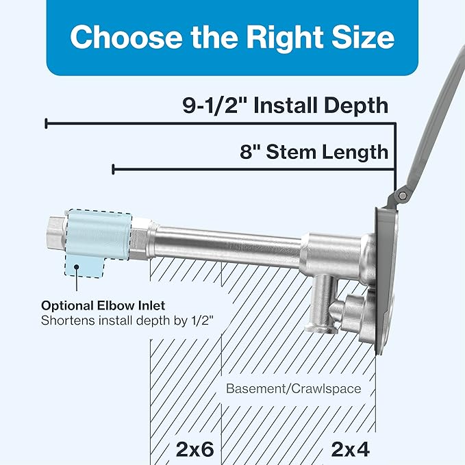 Aquor House Hydrant V2+ Frost Free Outdoor Faucet, Anti Siphon Valve with Quick Connect, Frost Proof Flush Wall Hose Bib, 8 inch Stem, 9-1/2 inch Install Depth, Slate Gray