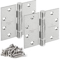 304 Stainless Steel 4.5 Inch Commercial Hinges Brushed Satin Nickel Ball Bearing Doors Hinges Square Corners Interior and Exterior Door Hinges- 3 Pack