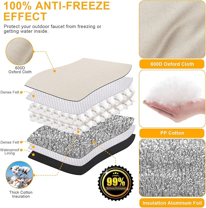 Backflow Preventer Cover Insulated (5˚F) with Thicker 7 Layers Fabric - 16" W x 20" H with Aluminum Foil Backflow Cover for Winter Pipe Freeze Protection - Sprinkler Covers for Outside