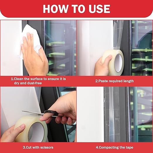 LLPT Transparent Weather Stripping Tape 4” x 108 Ft for Window and Door Ultra High Performance Weather Resistant Tape for Window Draft Insulation No Mess (WWT408)