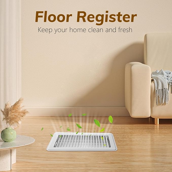 4Pcs Floor Vents Floor Registers 4x10 Inch, Heavy Duty Metal Hot Air Vent Covers 4x10 Inch with Rust-Proof Finish for Home Heater Floor Vent Grilles and Vents (4, White, 4x10 Inches)