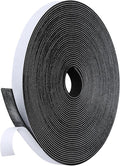 Weather Stripping Door Seal Strip(1/2 Inch X 1/16 Inch X 32Feet), Strong Adhesive, Lightproof, Soundproof, Weatherproof Foam Tape Insulation for Sliding Door, Front Door Frame, Windows- Black