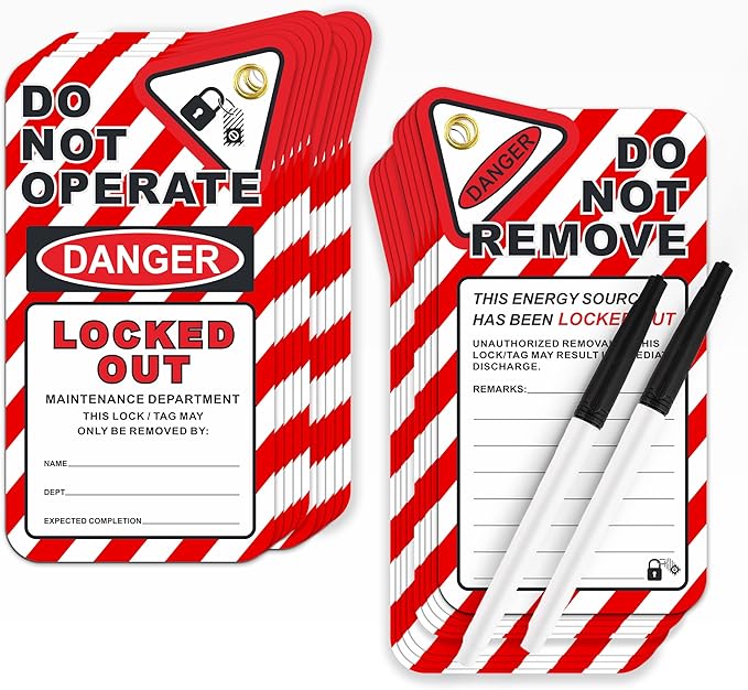 Lockout Tagout Tags - 25 Danger Do Not Operate Tags with 25 Zip Ties, Premium 30 mil Vinyl, OSHA Loto Tag for Lock Out Tag Out, Out of Service, Electrical Equipment Repair