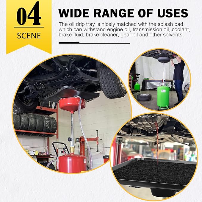 2Pcs Transmission Drain Pan 17892 for Lisle Oil Drains - 4Pcs 22'' Oil Drain Splash Pad,Large Fluid Catch Pan Square Oil Drain Pan Fits Many Different Funnels Keep Floor Clean