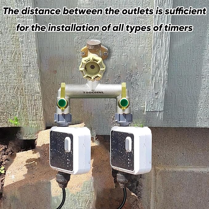 3/4 Inch Garden Hose splitter,Designed for installing multiple irrigation system timers, Suitable for high water pressure faucet manifolds,Freeze and rust resistant high flow 2 way valve