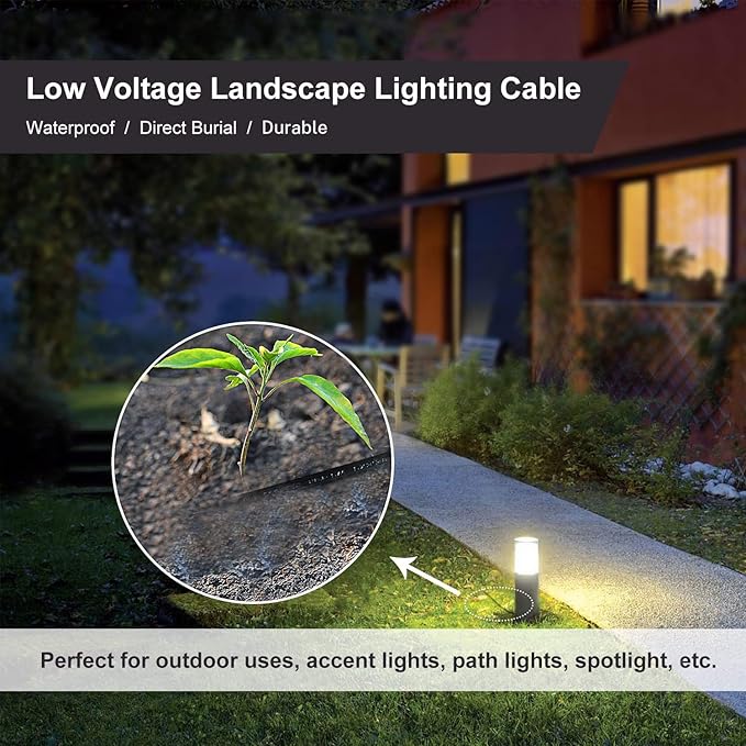 FIRMERST 14/2 Low Voltage Landscape Wire Outdoor Lighting Cable 100 Feet