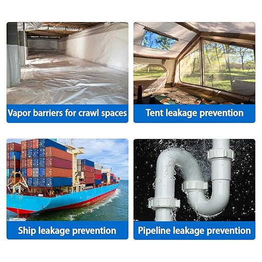 Vapor Barrier Tape 4 Inch x 180' x 4mil 1-Pack Moisture Barriers Seal and Seam Tape, White Polyethylene Tape for Crawl Space,Waterproofing, Underlayment,Metal Building and Plastic Sheeting