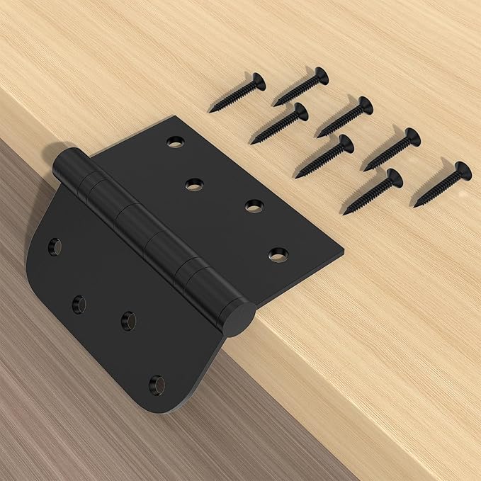 3 Pack Black Door Hinges, Heavy Duty Stainless Steel Hinges, 4in x 4in Exterior and Interior Door Hinges with Square & Round Corners, Removable Pin, for Residential Doors
