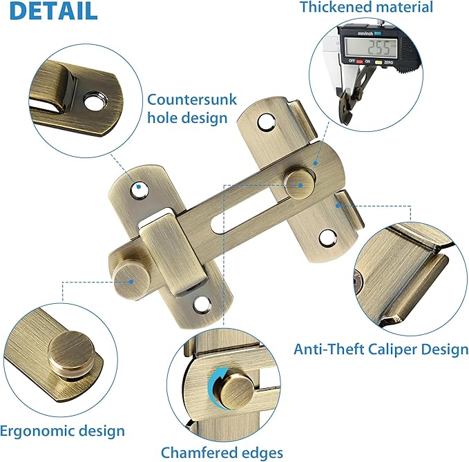 Alise 4 inch Flip Latch Gate Latches, Safety Door Lock for Barn Wood Fence Sliding French Doors,Heavy Duty SUS304 Stainless Steel Gate Hardware Bronze MS9500-Q