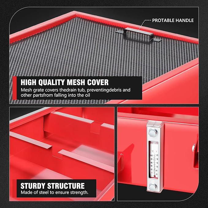 DNA Motoring 20 Gallon Oil Drain Pan with Pump, Evacuation Hose, T-Handle, Low Profile for Trucks Buses RVs, TOOLS-00386