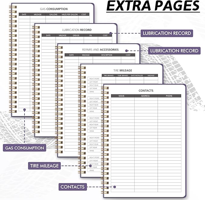 Auto Mileage Log Book for Personal or Business, Vehicle Maintenance Log Book for Car, Miles Log Book for Taxes, Car Mileage Log Book for Expense Rocord Notebook, 5.9"x 8.6"