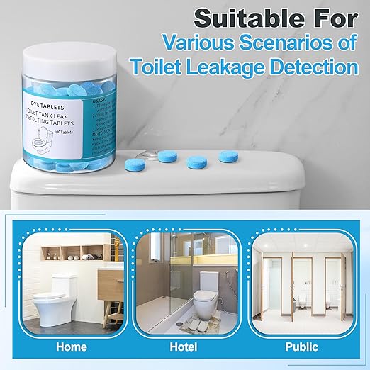 Demissle 100 Pcs Toilet Leak Detection Tablets, Blue Dye Tablets with Storage Bottle, Detect Silent Tank Leaks, Water Tracer Dye for Bathroom Toilets Detection